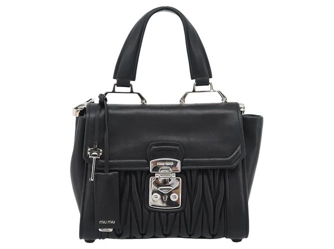Borsa Miu Miu Matelassé in Pelle 2way Nero Argento Auth 189898SM - vista 13