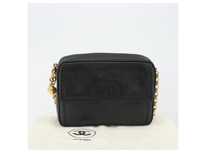 Borsa a spalla a catena CHANEL in pelle caviar nera con CC dorato Auth ka4989V Nero D'oro - vista 12