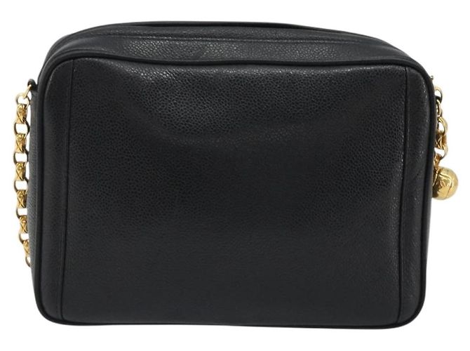 Borsa a spalla a catena CHANEL in pelle caviar nera con CC dorato Auth ka4989V Nero D'oro - vista 2