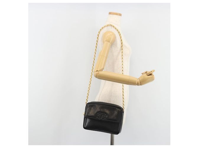 Borsa a spalla a catena CHANEL in pelle caviar nera con CC dorato Auth ka4989V Nero D'oro - vista 24