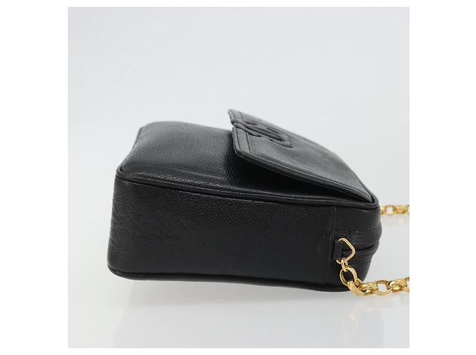 Borsa a spalla a catena CHANEL in pelle caviar nera con CC dorato Auth ka4989V Nero D'oro - vista 3