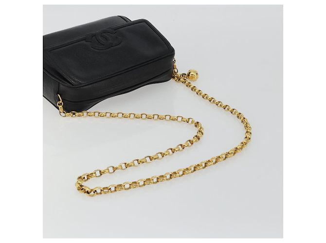 Borsa a spalla a catena CHANEL in pelle caviar nera con CC dorato Auth ka4989V Nero D'oro - vista 7