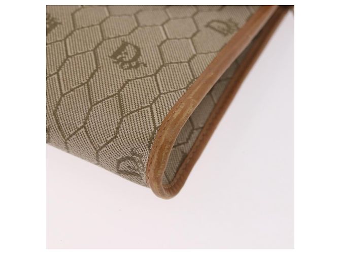 Borsa a tracolla con catena Christian Dior Honeycomb Canvas PVC Beige Oro Auth 190583 D'oro - vista 14