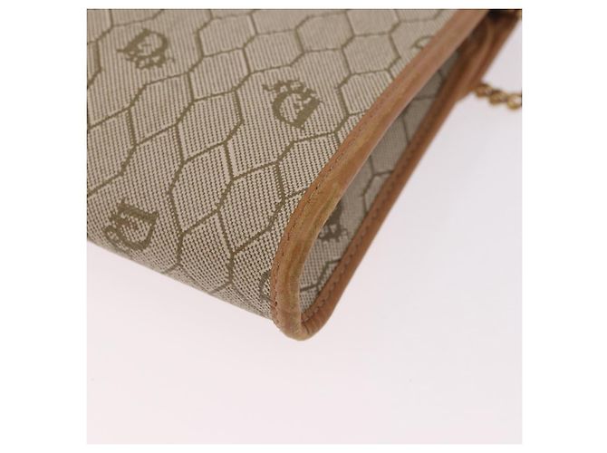Borsa a tracolla con catena Christian Dior Honeycomb Canvas PVC Beige Oro Auth 190583 D'oro - vista 16