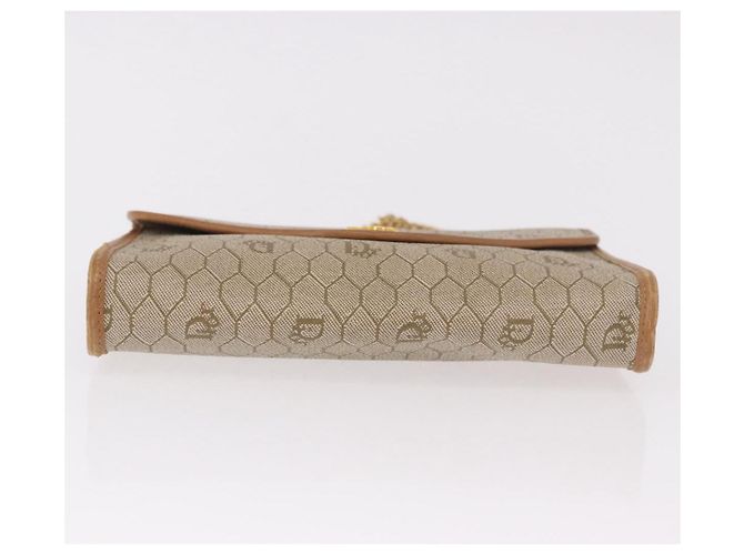 Borsa a tracolla con catena Christian Dior Honeycomb Canvas PVC Beige Oro Auth 190583 D'oro - vista 5