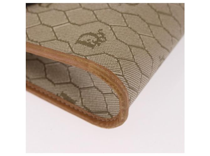 Borsa a tracolla con catena Christian Dior Honeycomb Canvas PVC Beige Oro Auth 190583 D'oro - vista 9