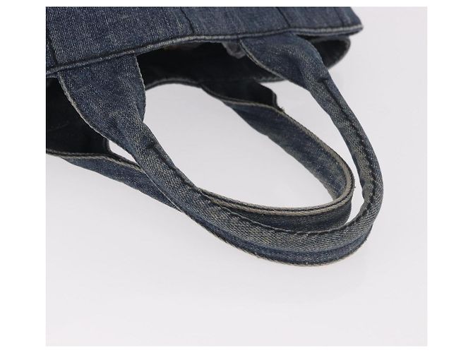 Borsa PRADA Canapa M Denim Blue Gold Auth 189795A D'oro - vista 7