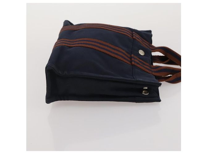 Hermès Borsa Fourre Tout HERMES Cotton 4 Set Navy Orange gray Auth BA13658 Marrone Arancione Blu navy - vista 16
