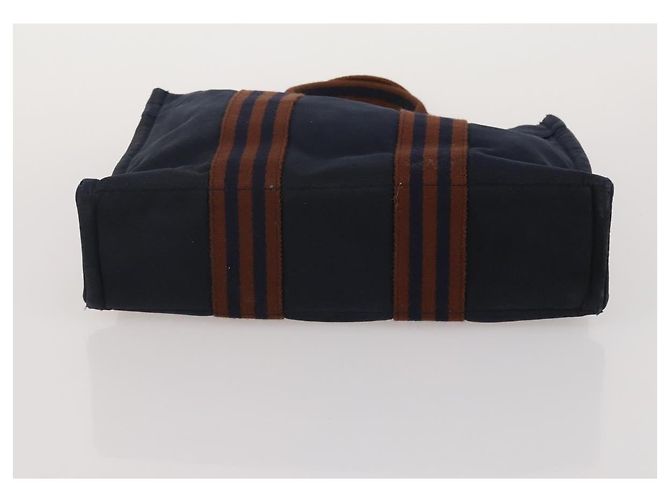 Hermès Borsa Fourre Tout HERMES Cotton 4 Set Navy Orange gray Auth BA13658 Marrone Arancione Blu navy - vista 18