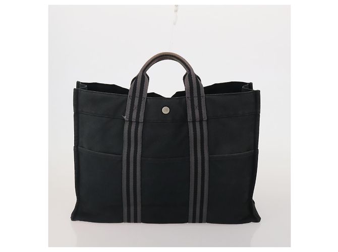Hermès Borsa Fourre Tout HERMES Cotton 4 Set Navy Orange gray Auth BA13658 Marrone Arancione Blu navy - vista 2
