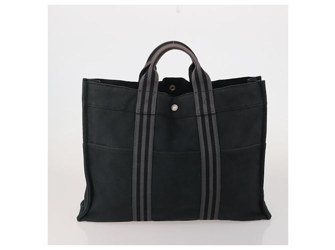 Hermès Borsa Fourre Tout HERMES Cotton 4 Set Navy Orange gray Auth BA13658 Marrone Arancione Blu navy - vista 3