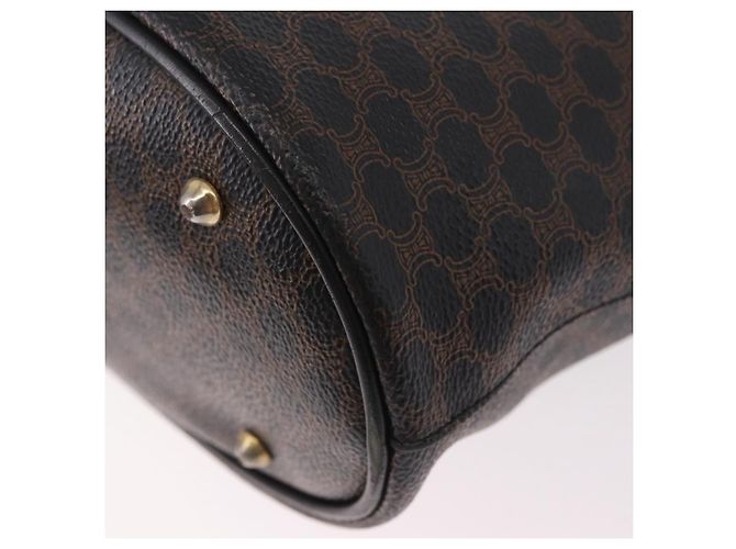 Céline Borsa Tote CELINE Macadam Canvas PVC Pelle Nera Oro Auth BA13696A Nero D'oro - vista 16