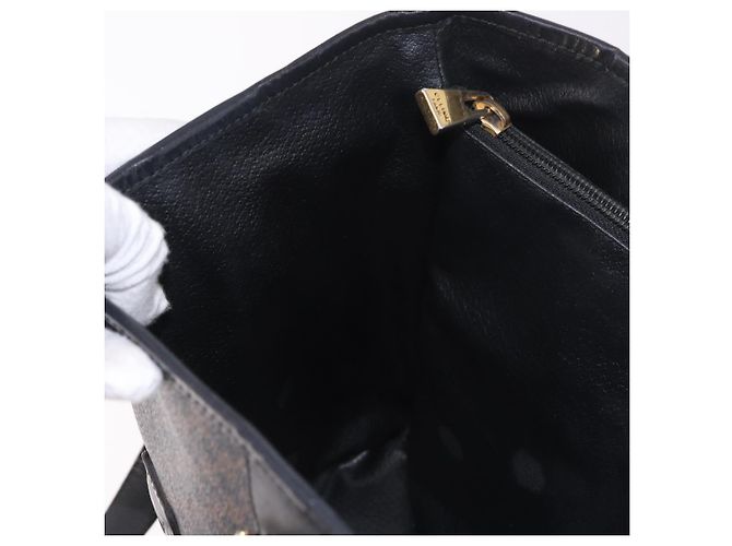 Céline Borsa Tote CELINE Macadam Canvas PVC Pelle Nera Oro Auth BA13696A Nero D'oro - vista 20