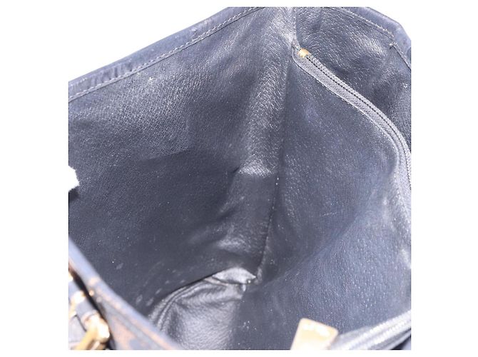 Céline Borsa Tote CELINE Macadam Canvas PVC Pelle Nera Oro Auth BA13696A Nero D'oro - vista 22