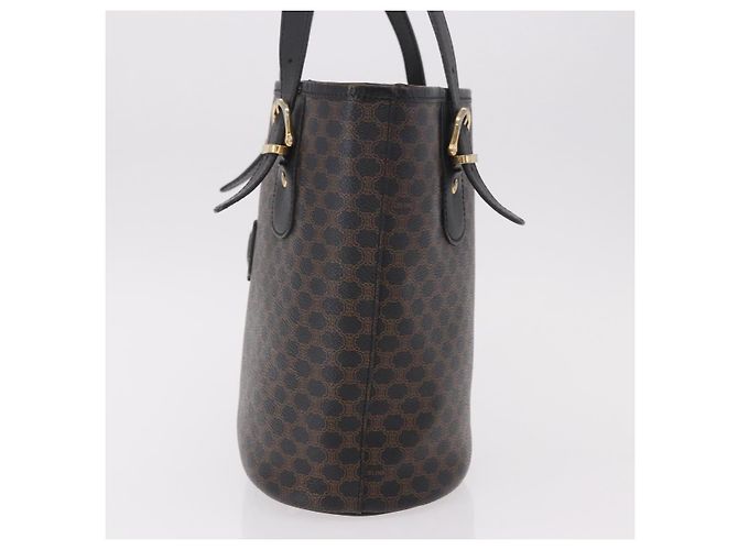 Céline Borsa Tote CELINE Macadam Canvas PVC Pelle Nera Oro Auth BA13696A Nero D'oro - vista 3