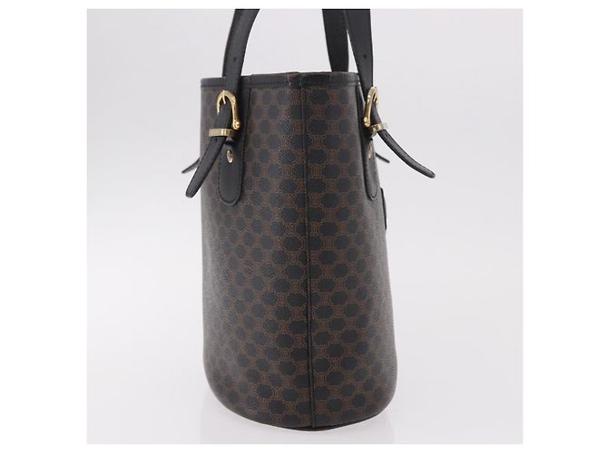 Céline Borsa Tote CELINE Macadam Canvas PVC Pelle Nera Oro Auth BA13696A Nero D'oro - vista 4
