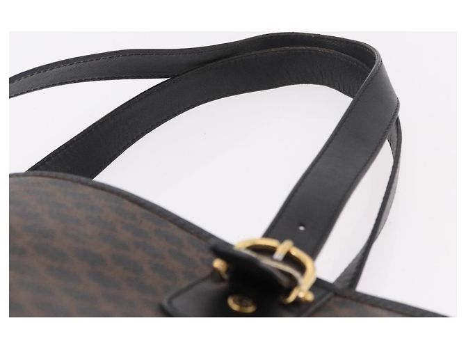 Céline Borsa Tote CELINE Macadam Canvas PVC Pelle Nera Oro Auth BA13696A Nero D'oro - vista 8