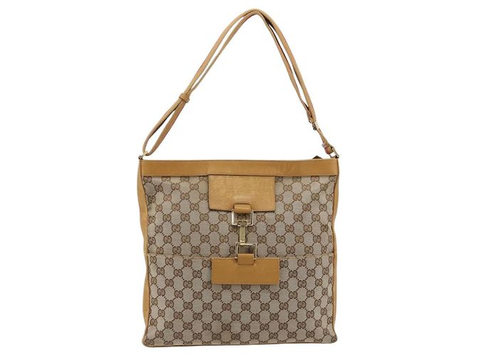 Borsa a tracolla GUCCI GG Canvas Sherry Line Jackie Beige Oro 001 4094 Auth 187848 D'oro - vista 13