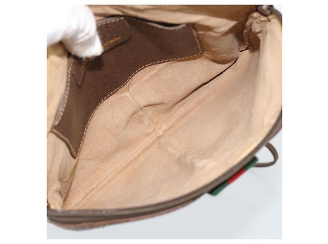 Borsa GUCCI GG Supreme Web Sherry Line PVC Beige Oro 904 02 047 Auth 189958 D'oro - vista 10