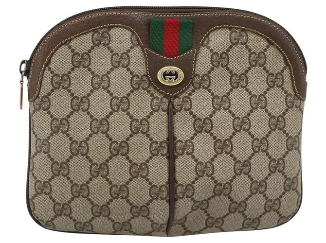 Borsa GUCCI GG Supreme Web Sherry Line PVC Beige Oro 904 02 047 Auth 189958 D'oro - vista 13