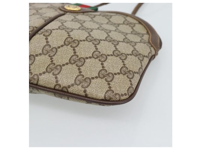 Borsa GUCCI GG Supreme Web Sherry Line PVC Beige Oro 904 02 047 Auth 189958 D'oro - vista 14