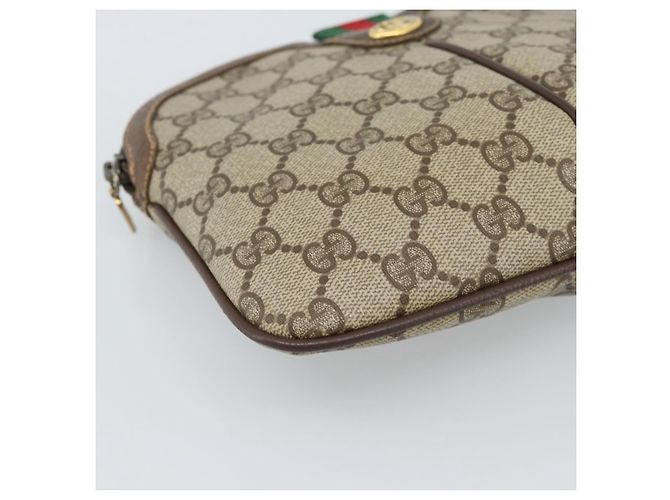 Borsa GUCCI GG Supreme Web Sherry Line PVC Beige Oro 904 02 047 Auth 189958 D'oro - vista 15
