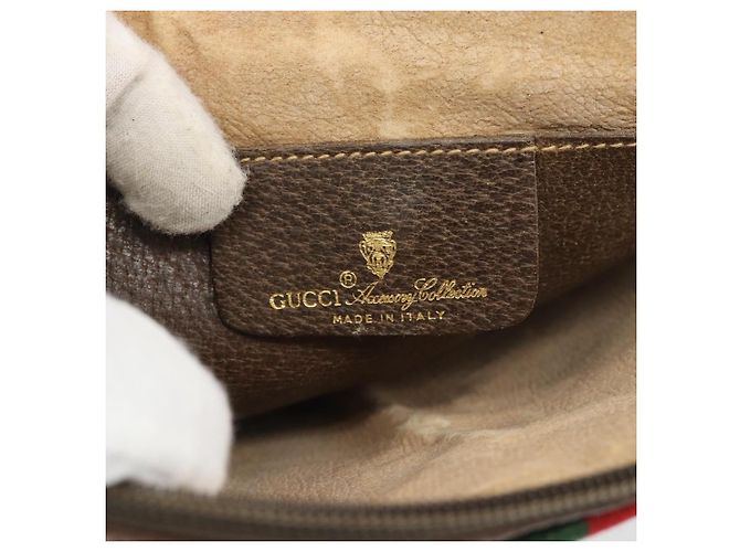 Borsa GUCCI GG Supreme Web Sherry Line PVC Beige Oro 904 02 047 Auth 189958 D'oro - vista 19