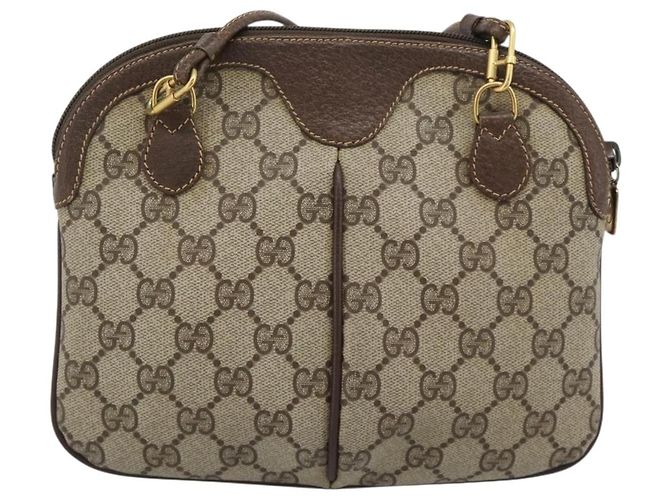 Borsa GUCCI GG Supreme Web Sherry Line PVC Beige Oro 904 02 047 Auth 189958 D'oro - vista 2