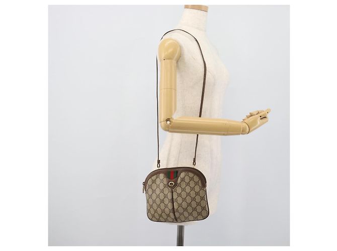 Borsa GUCCI GG Supreme Web Sherry Line PVC Beige Oro 904 02 047 Auth 189958 D'oro - vista 22