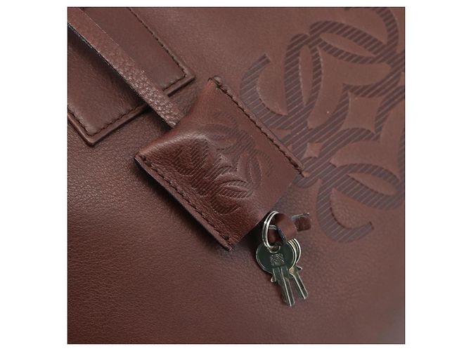 Borsa a mano LOEWE Amazona 36 in pelle marrone argento autentica 190296A - vista 10