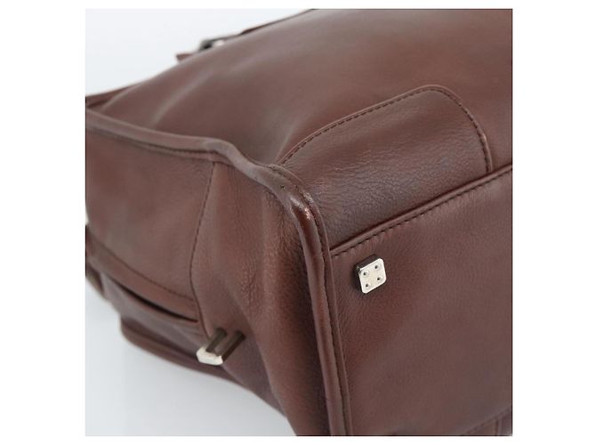 Borsa a mano LOEWE Amazona 36 in pelle marrone argento autentica 190296A - vista 15
