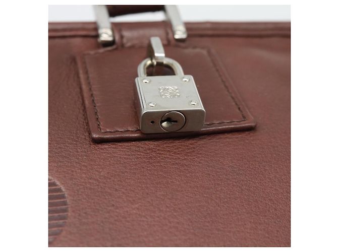 Borsa a mano LOEWE Amazona 36 in pelle marrone argento autentica 190296A - vista 19