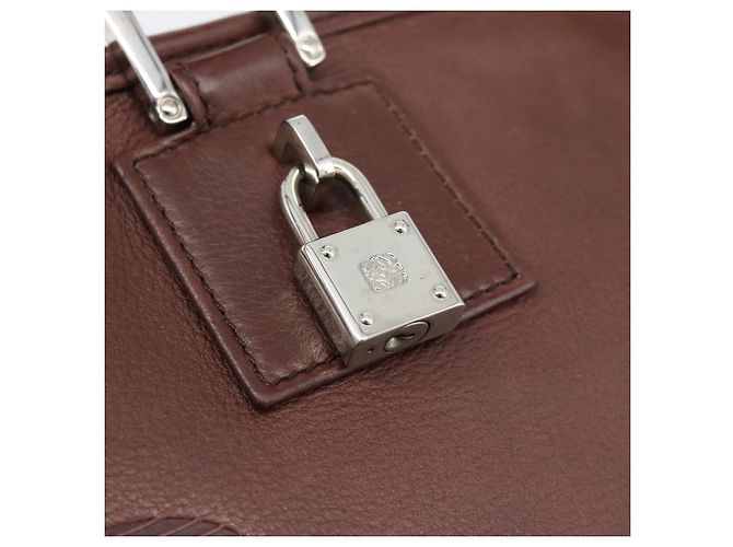 Borsa a mano LOEWE Amazona 36 in pelle marrone argento autentica 190296A - vista 20