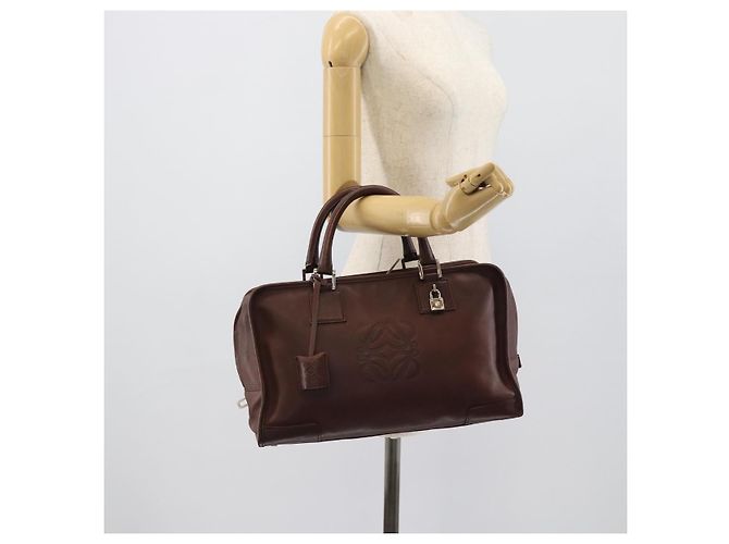 Borsa a mano LOEWE Amazona 36 in pelle marrone argento autentica 190296A - vista 26