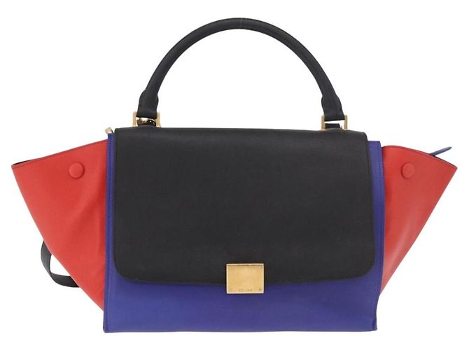 Céline Borsa CELINE Trapeze in pelle 2way Rosso Nero Auth ka5041A - vista 13
