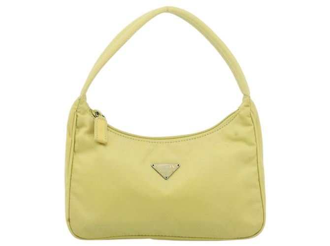 PRADA Hand Pouch Nylon Gelb Silber Auth 189641 - Ansicht 13