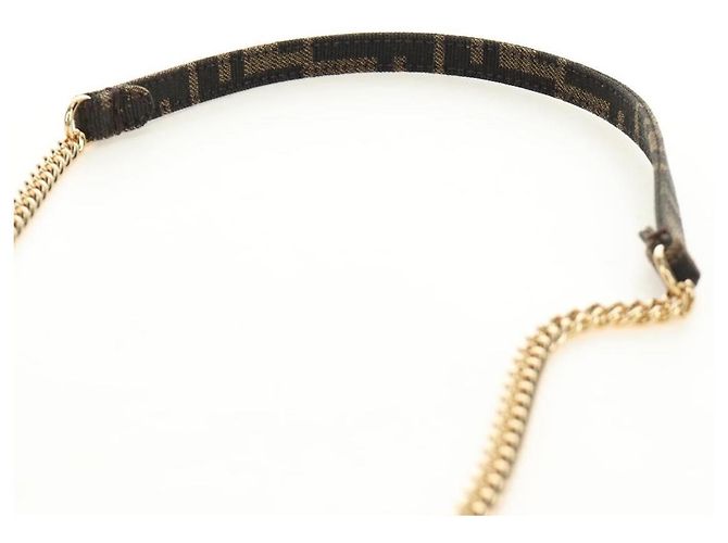 Borsa FENDI Chain Zucca Canvas Mamma Baguette 2way Marrone Nero Auth 189061SV - vista 15