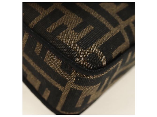 Borsa FENDI Chain Zucca Canvas Mamma Baguette 2way Marrone Nero Auth 189061SV - vista 16