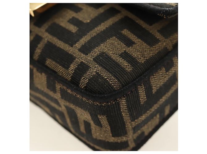 Borsa FENDI Chain Zucca Canvas Mamma Baguette 2way Marrone Nero Auth 189061SV - vista 17