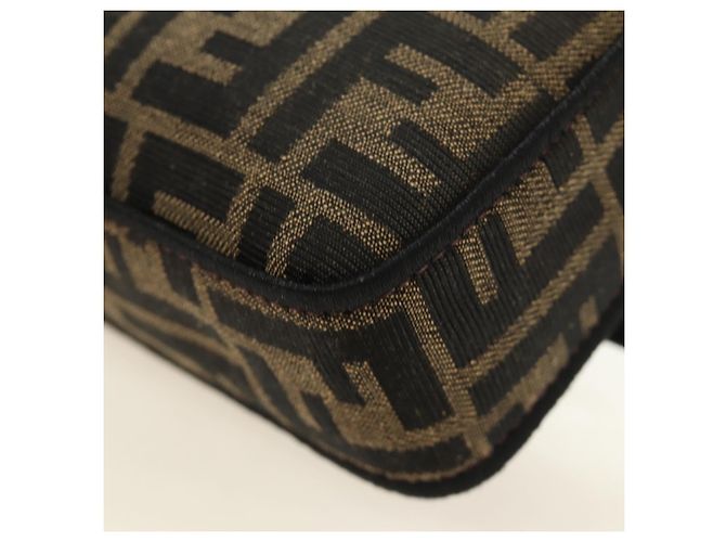 Borsa FENDI Chain Zucca Canvas Mamma Baguette 2way Marrone Nero Auth 189061SV - vista 19