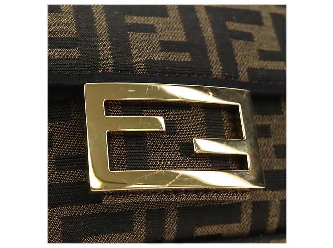 Borsa FENDI Chain Zucca Canvas Mamma Baguette 2way Marrone Nero Auth 189061SV - vista 20