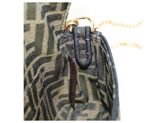 Borsa FENDI Chain Zucca Canvas Mamma Baguette 2way Marrone Nero Auth 189061SV - vista 25