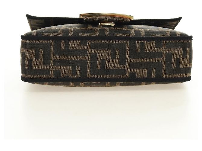 Borsa FENDI Chain Zucca Canvas Mamma Baguette 2way Marrone Nero Auth 189061SV - vista 5