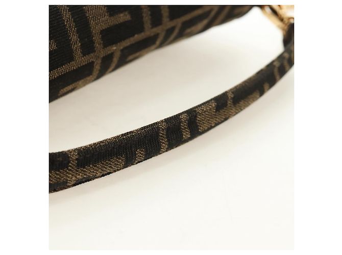 Borsa FENDI Chain Zucca Canvas Mamma Baguette 2way Marrone Nero Auth 189061SV - vista 7