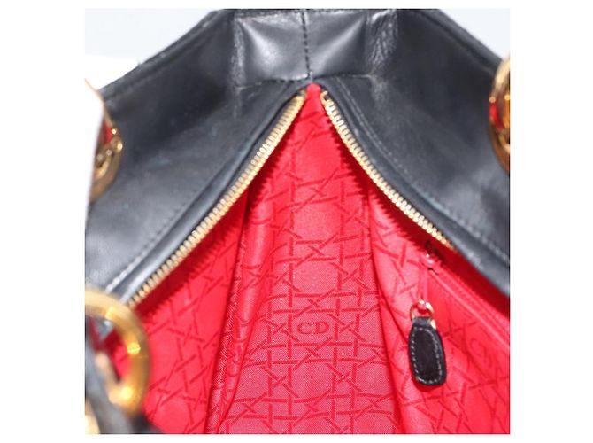 Borsa Christian Dior Lady Dior Canage in pelle di agnello nera e oro Auth bs35805V Nero D'oro - vista 19