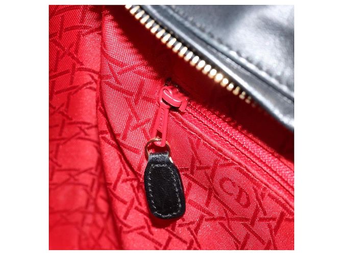 Borsa Christian Dior Lady Dior Canage in pelle di agnello nera e oro Auth bs35805V Nero D'oro - vista 20