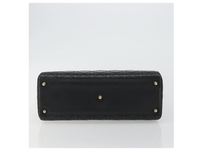 Borsa Christian Dior Lady Dior Canage in pelle di agnello nera e oro Auth bs35805V Nero D'oro - vista 9