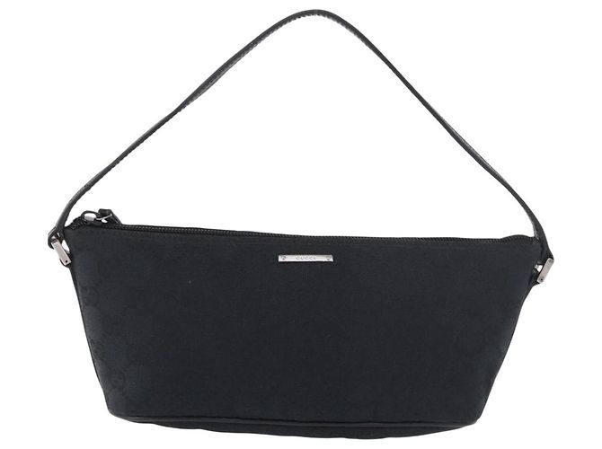 GUCCI GG Canvas Accessory Pouch Black Silver Auth 189166V Silvery - view 13