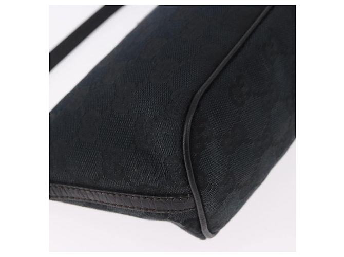 GUCCI GG Canvas Accessory Pouch Black Silver Auth 189166V Silvery - view 14