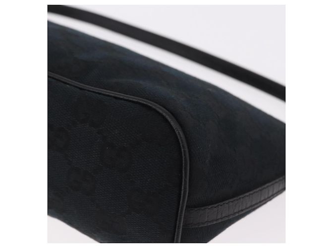 GUCCI GG Canvas Accessory Pouch Black Silver Auth 189166V Silvery - view 15